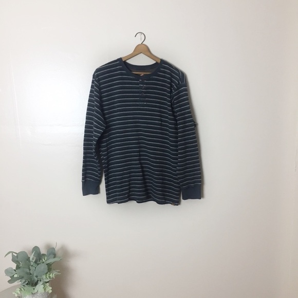 [Northwest Territory] Men's Ribbed Henley Striped Long Sleeve Shirt - Picture 1 of 10